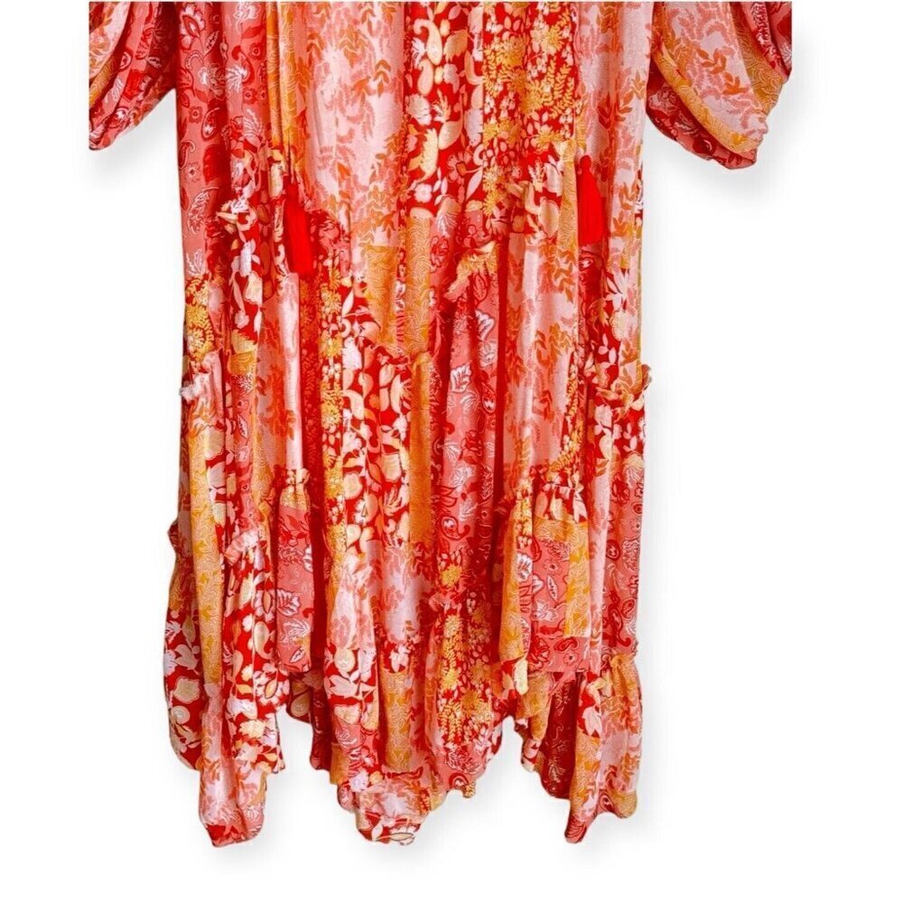 Talisman Sabrina Midi Dress Relaxed Oversized Bohemian Bonfire Size L NEW Boho - Picture 9 of 11